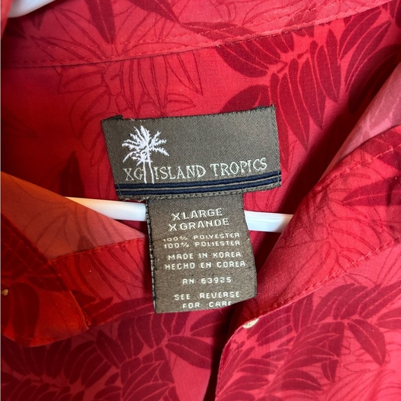 Island Tropics Men’s Dress Shirt Short Sleeve NWOT Red Floral Button Down XL - Picture 4 of 15